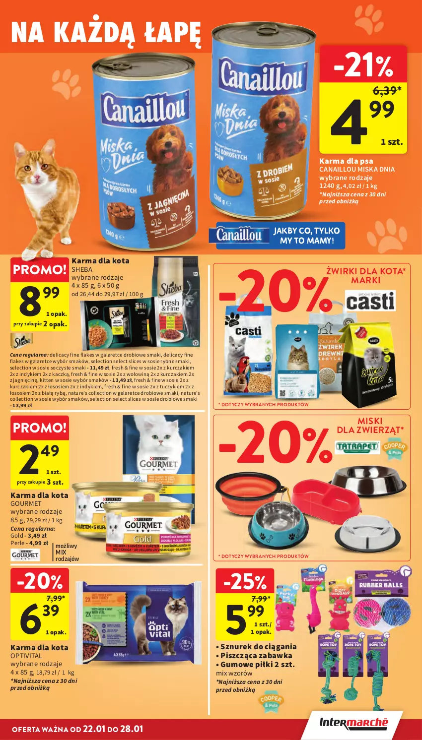 Gazetka promocyjna Intermarche - Gazetka promocyjna - ważna 22.01 do 28.01.2026 - strona 39 - produkty: Canaillou, Gala, Kurczak, Miska, Sheba, Sos, Sznurek, Zabawka