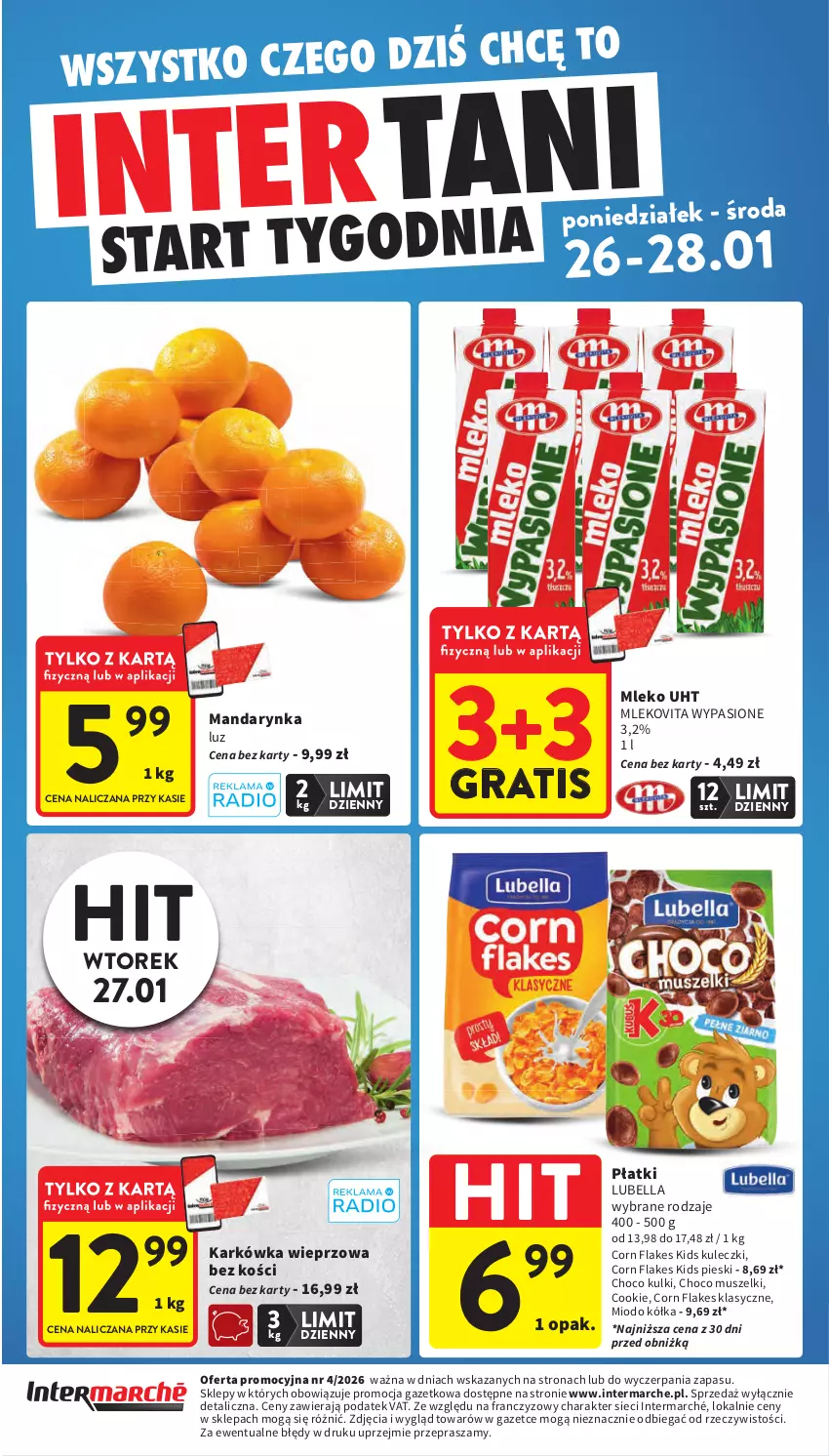 Gazetka promocyjna Intermarche - Gazetka promocyjna - ważna 22.01 do 28.01.2026 - strona 44 - produkty: Bell, Bella, Corn flakes, Gra, Karkówka wieprzowa, Lubella, Mleko, Mlekovita, Mus