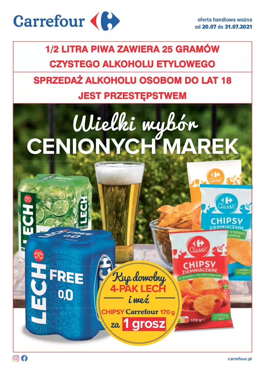 Gazetka promocyjna Carrefour - Gazetka Wielki wybór cenionych marek - ważna 19.07 do 31.07.2021 - strona 1 - produkty: Chipsy, Gra, Piwa