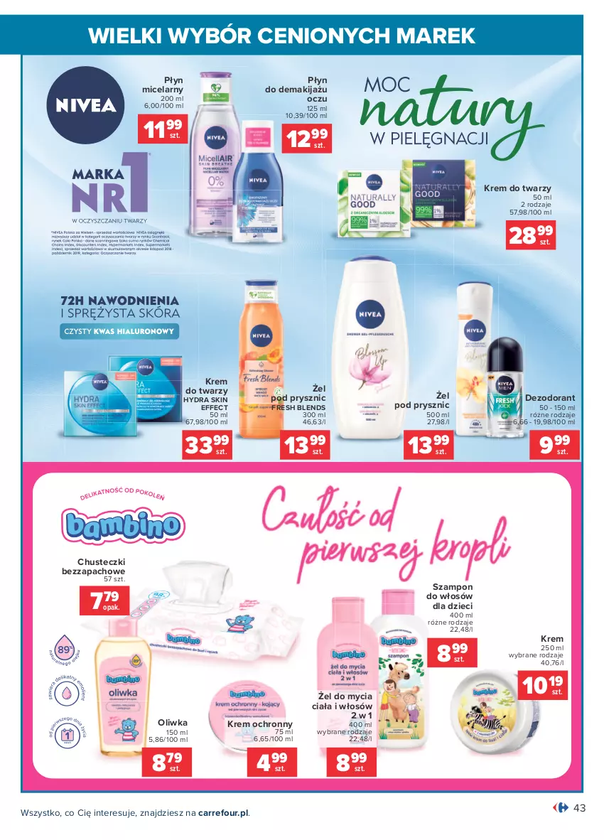 Gazetka promocyjna Carrefour - Gazetka Wielki wybór cenionych marek - ważna 19.07 do 31.07.2021 - strona 43 - produkty: Chusteczki, Dezodorant, Dzieci, Krem do twarzy, Makijaż, Płyn micelarny, Szampon