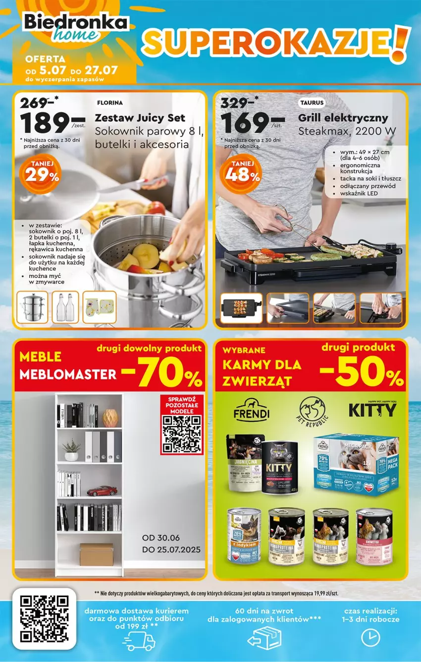 Gazetka promocyjna Biedronka - Okazje Tygodnia - ważna 07.07 do 19.07.2025 - strona 42 - produkty: Grill, Meble, Przewód, Rękawica kuchenna, Sok
