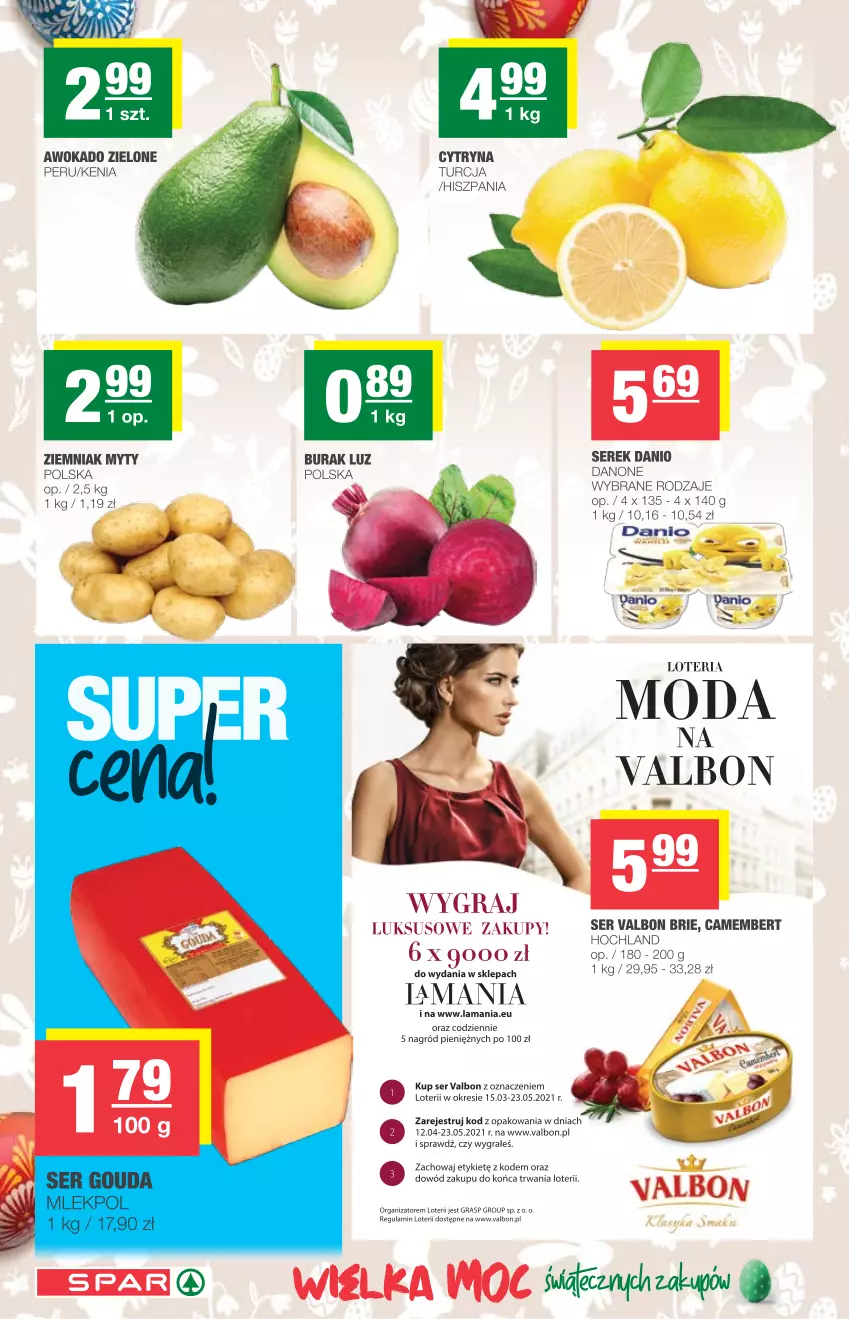 Gazetka promocyjna Spar - Eurospar - ważna 31.03 do 03.04.2021 - strona 2 - produkty: Brie, Camembert, Danio, Danone, Gra, Hochland, Manta, Ser, Serek