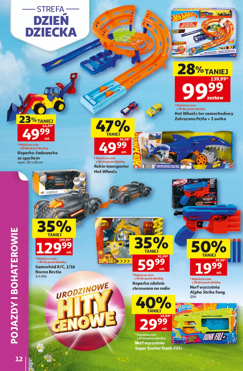 Gazetka promocyjna Auchan - 30 Lat Hipermarket - ważna 28.05 do 03.06.2026 - strona 12 - produkty: Fa, Hot Wheels, Nerf, Pojazd, Por, Samochód, Sport, Tran, Warka, Wyrzutnia