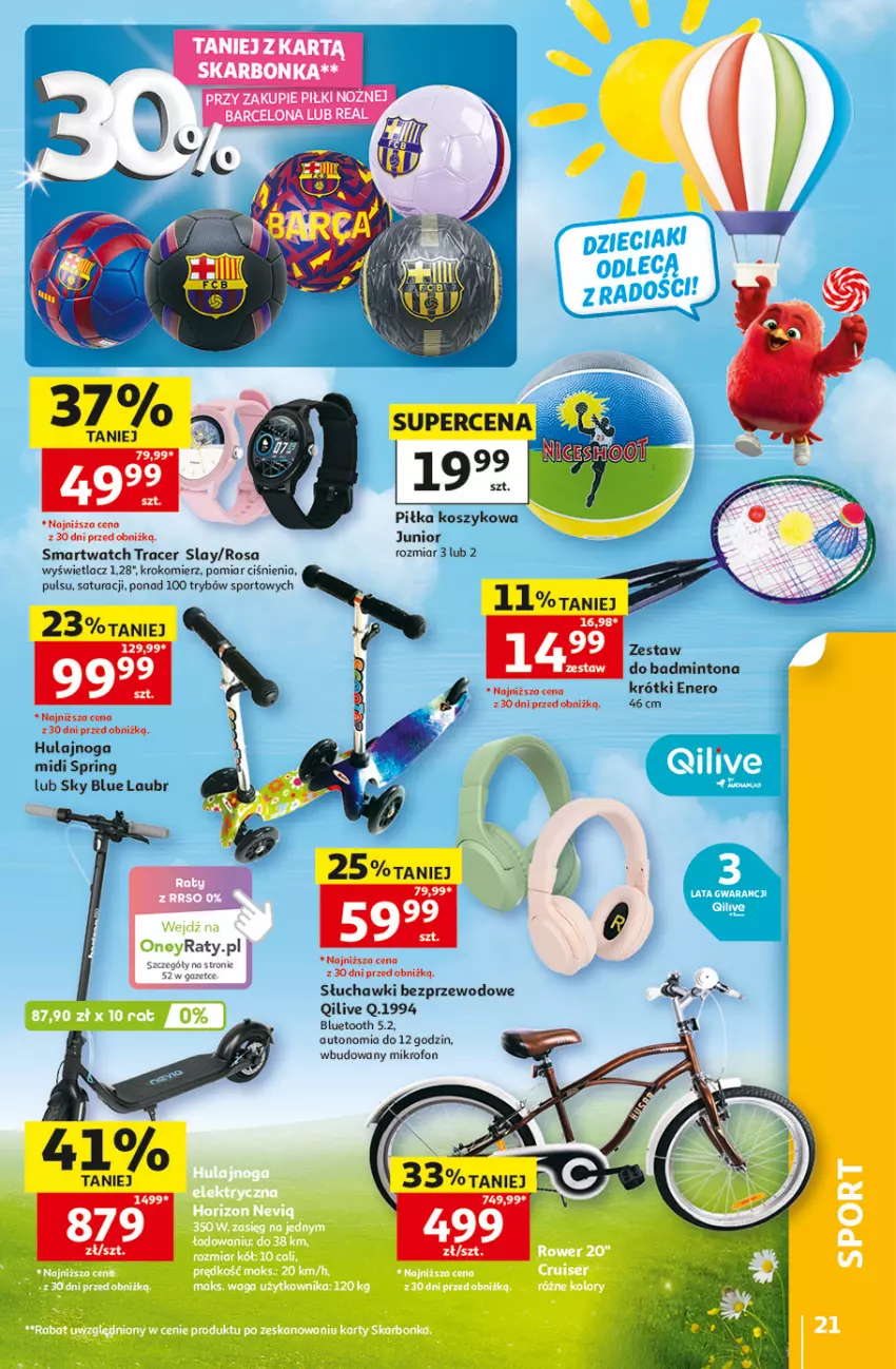 Gazetka promocyjna Auchan - 30 Lat Hipermarket - ważna 28.05 do 03.06.2026 - strona 21 - produkty: Acer, Hulajnoga, Kosz, Krokomierz, Mikrofon, Por, Słuchawki, Słuchawki bezprzewodowe, Smartwatch, Sport