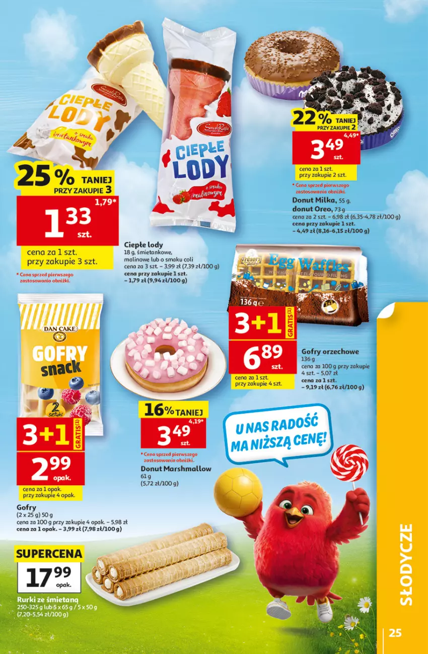 Gazetka promocyjna Auchan - 30 Lat Hipermarket - ważna 28.05 do 03.06.2026 - strona 25 - produkty: Ciepłe lody, Dan Cake, Donut, Gofry, Lody, Mars, Milka, Oreo