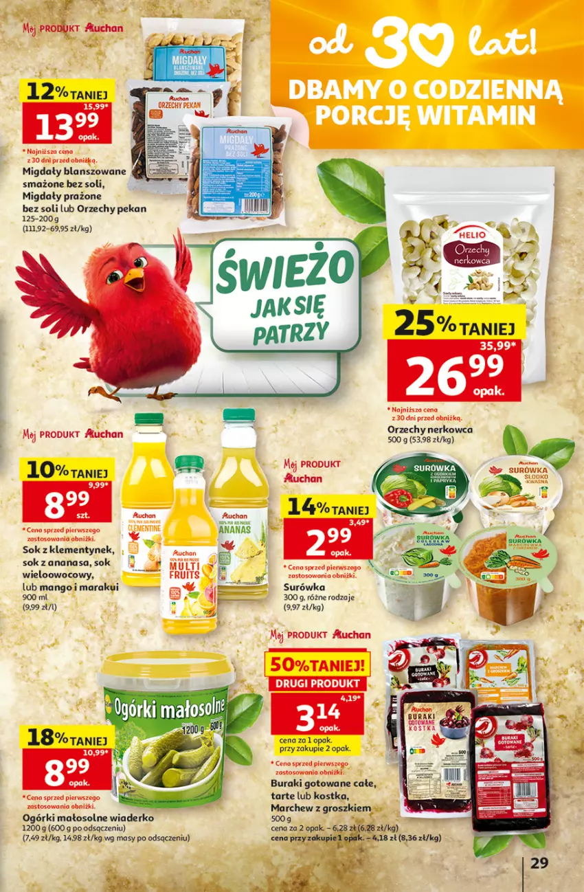 Gazetka promocyjna Auchan - 30 Lat Hipermarket - ważna 28.05 do 03.06.2026 - strona 29 - produkty: Ananas, Buraki, Mango, Migdały, Sok, Surówka