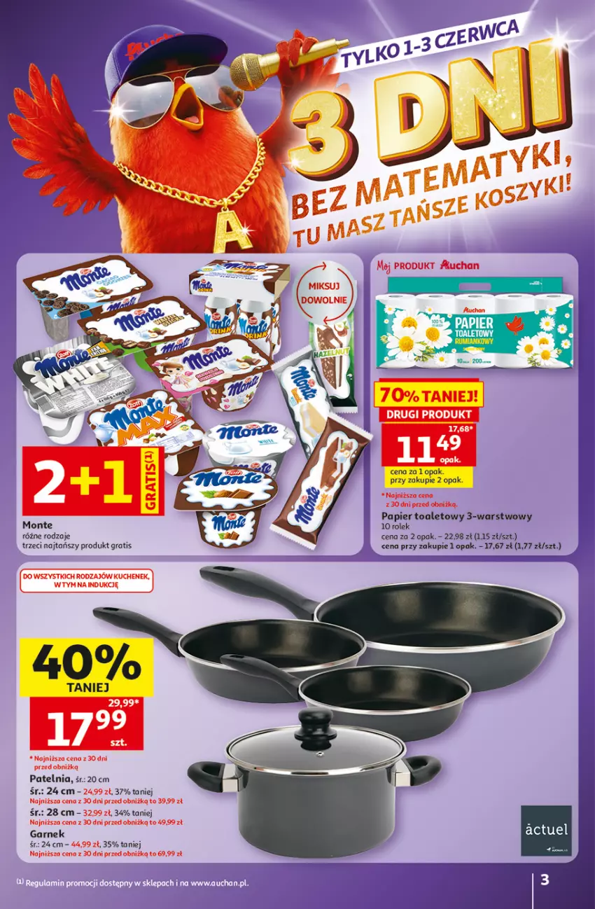 Gazetka promocyjna Auchan - 30 Lat Hipermarket - ważna 28.05 do 03.06.2026 - strona 3 - produkty: Garnek, Gra, Monte, Papier, Papier toaletowy, Patelnia