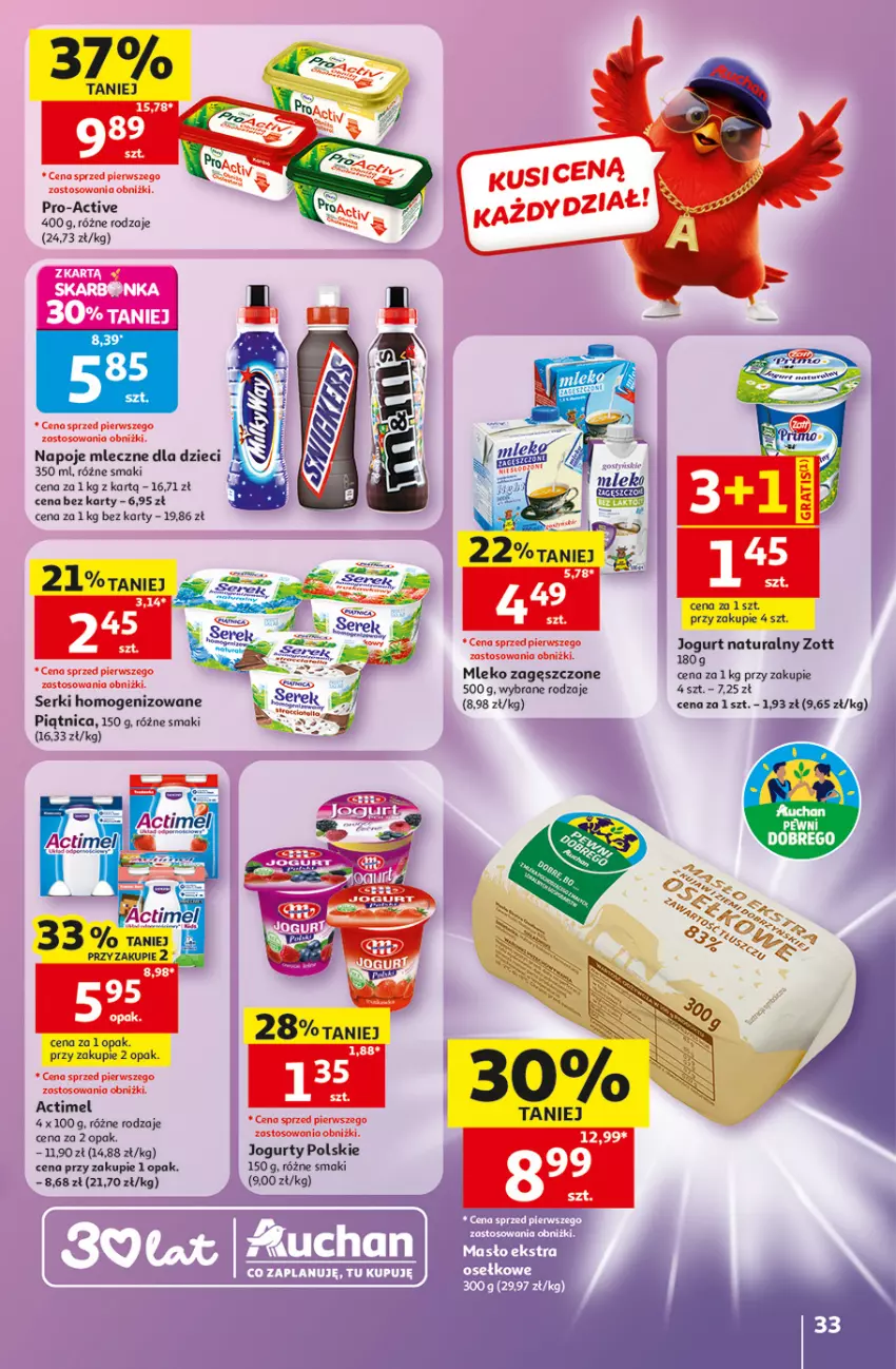 Gazetka promocyjna Auchan - 30 Lat Hipermarket - ważna 28.05 do 03.06.2026 - strona 33 - produkty: Actimel, Dzieci, Jogurt, Jogurt naturalny, Mleko, Mleko zagęszczone, Napoje, Piątnica, Ser, Zott