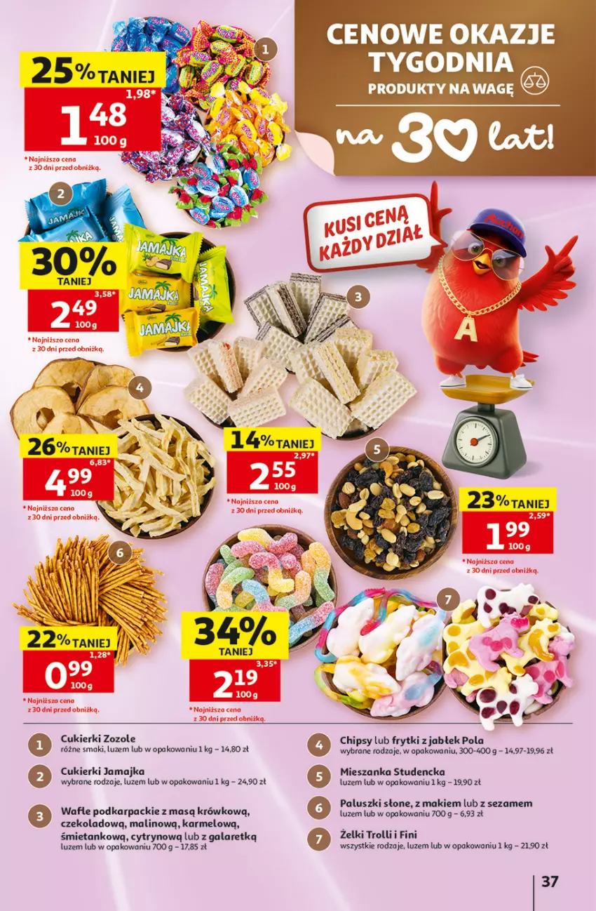 Gazetka promocyjna Auchan - 30 Lat Hipermarket - ważna 28.05 do 03.06.2026 - strona 37 - produkty: Chipsy, Cukier, Cukierki, Frytki, Gala, Karp, Mieszanka studencka, Sezam, Wafle