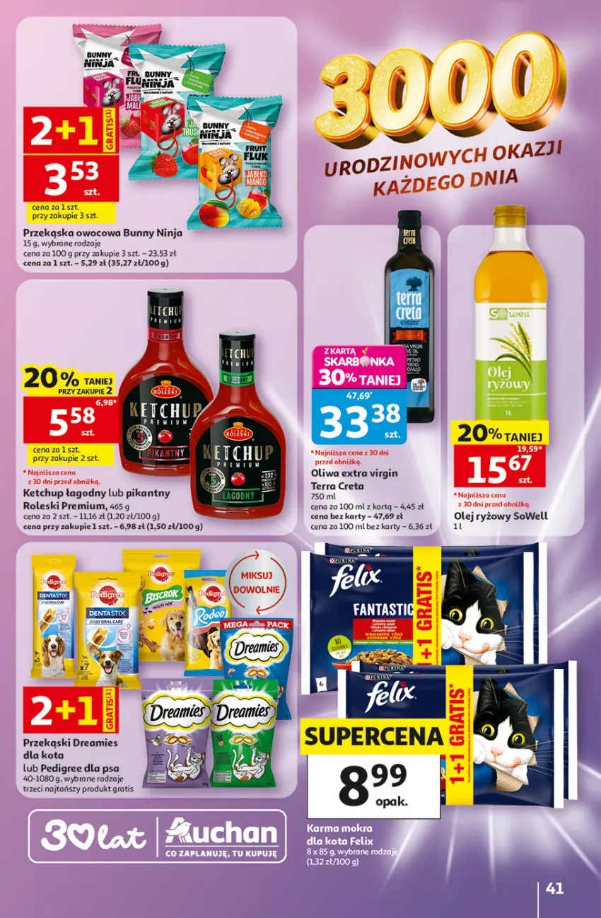 Gazetka promocyjna Auchan - 30 Lat Hipermarket - ważna 28.05 do 03.06.2026 - strona 41 - produkty: Gin, Gra, Ketchup, Olej, Olej ryżowy, Oliwa, Pedigree, Ryż