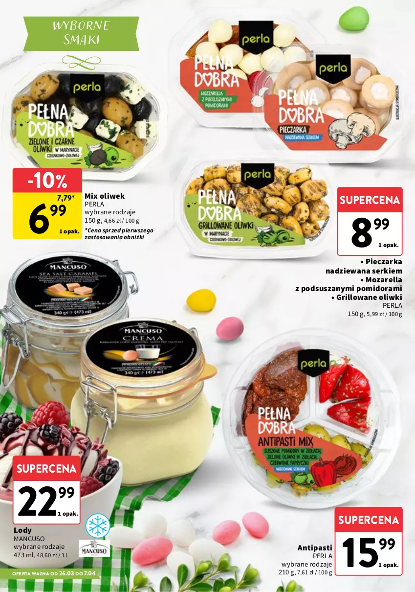 Gazetka promocyjna Intermarche - Katalog Delikatesy - ważna 26.03 do 07.04.2026 - strona 8 - produkty: Grill, Lody, Oliwki, Piec, Pieczarka, Ser