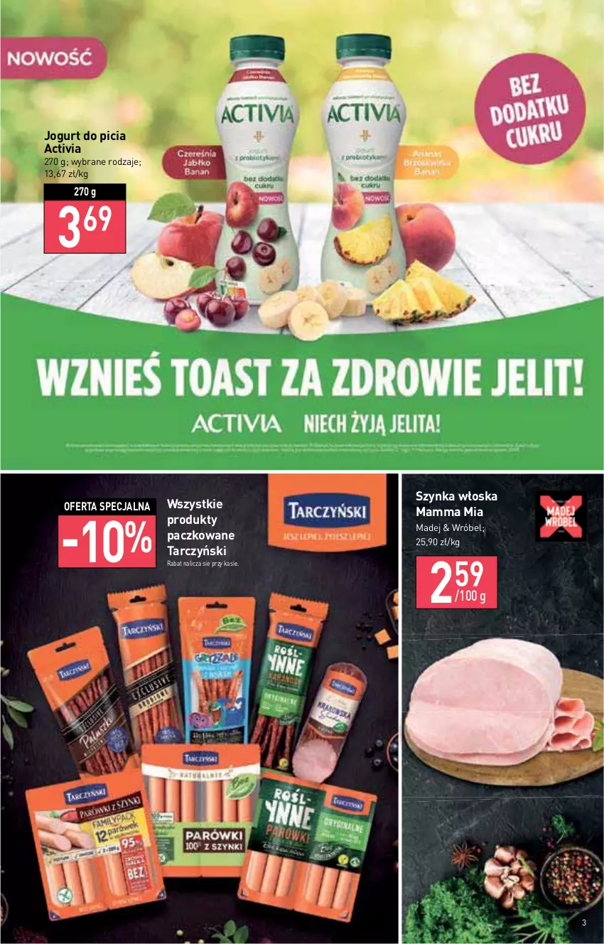 Gazetka promocyjna Stokrotka - Supermarket - ważna 21.07 do 27.07.2022 - strona 3 - produkty: Activia, Jogurt, Szynka, Tarczyński