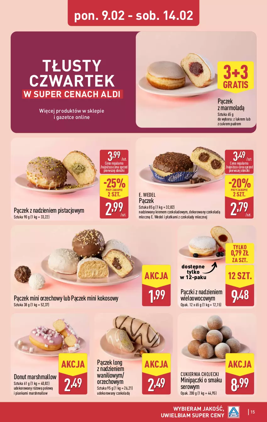 Gazetka promocyjna Aldi - Pełna oferta - ważna 09.02 do 14.02.2026 - strona 15 - produkty: Cukier, Donut, E. Wedel, Gra, Kokos, Mars, Mola, Pączek, Ser