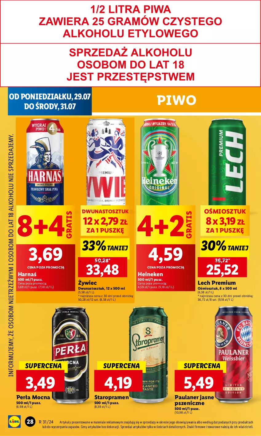 Gazetka promocyjna Lidl - GAZETKA - ważna 29.07 do 31.07.2024 - strona 34 - produkty: Gra, Harnaś, Heineken, Lech Premium, Perła, Piwo