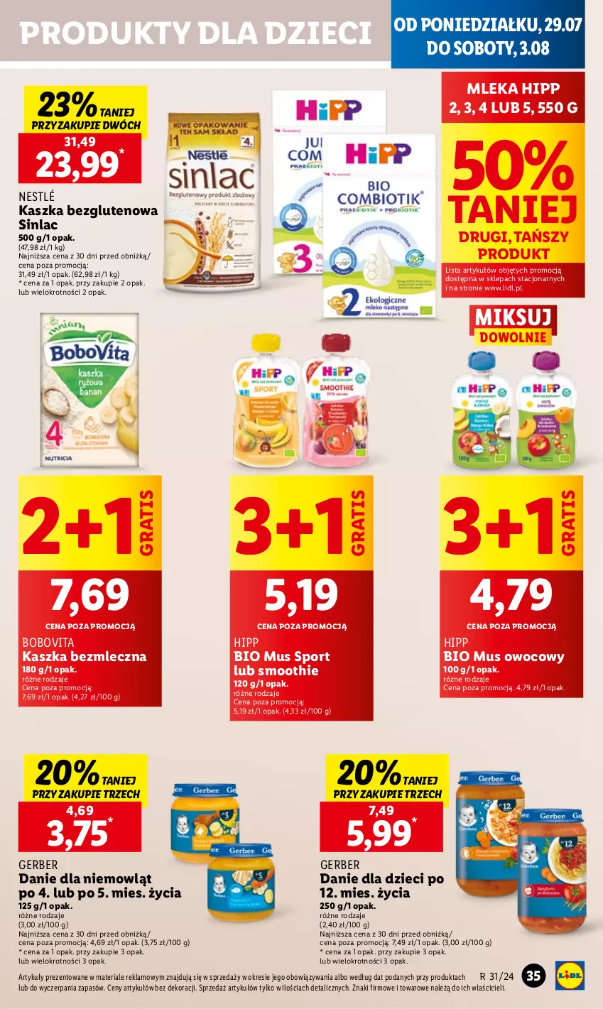 Gazetka promocyjna Lidl - GAZETKA - ważna 29.07 do 31.07.2024 - strona 41 - produkty: BoboVita, Danie dla dzieci, Dzieci, Gerber, Gra, HiPP, Hipp Bio, Mus, Nestlé, Por, Sinlac, Smoothie, Sport