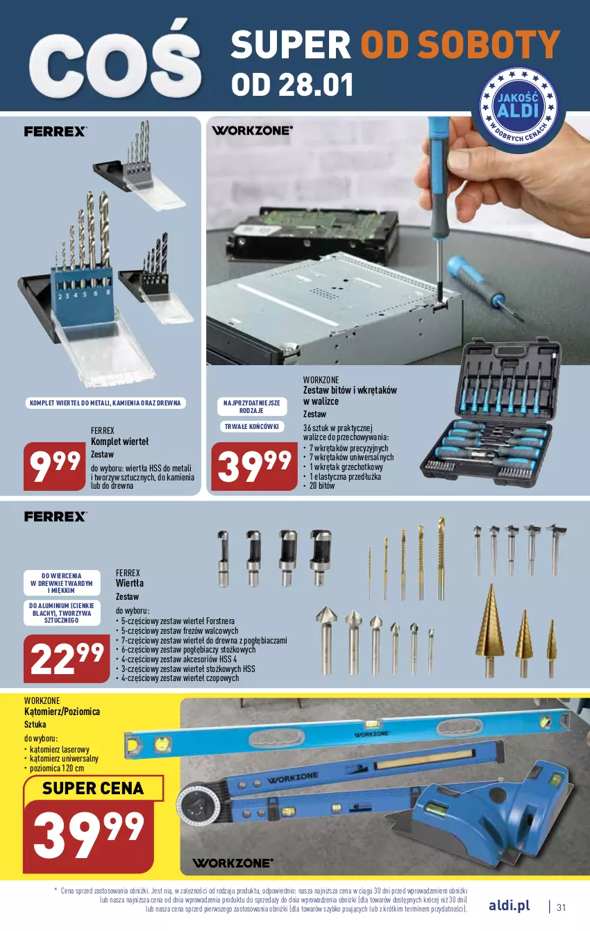 Gazetka promocyjna Aldi - Pełny katalog - ważna 23.01 do 29.01.2023 - strona 31 - produkty: Poziomica, Ser, Wkręt, Zestaw wierteł