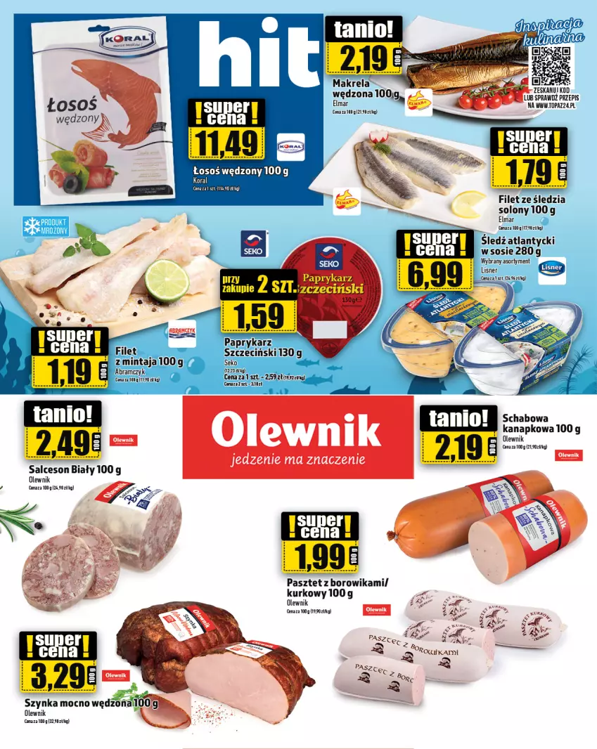 Gazetka promocyjna Topaz - Gazetka - ważna 03.10 do 09.10.2024 - strona 14 - produkty: Fa, Olewnik, Pasztet, Salceson, SEKO, Szynka, Top