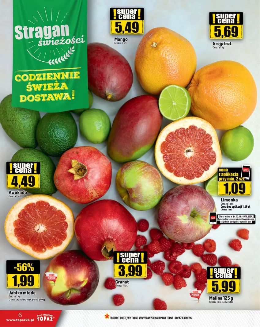 Gazetka promocyjna Topaz - Gazetka - ważna 03.10 do 09.10.2024 - strona 6 - produkty: Grejpfrut, Limonka, Top