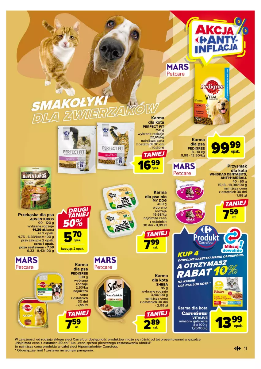 Gazetka promocyjna Carrefour - Gazetka Carrefour - ważna 11.04 do 22.04.2023 - strona 13 - produkty: Adventuros, Gala, Kosz, Mars, Mięso, Mięso w galarecie, Pedigree, Przysmak dla kota, Whiskas