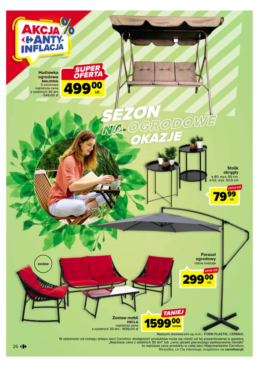 Gazetka promocyjna Carrefour - Gazetka Carrefour - ważna 11.04 do 22.04.2023 - strona 28 - produkty: Huśtawka, Parasol, Stolik