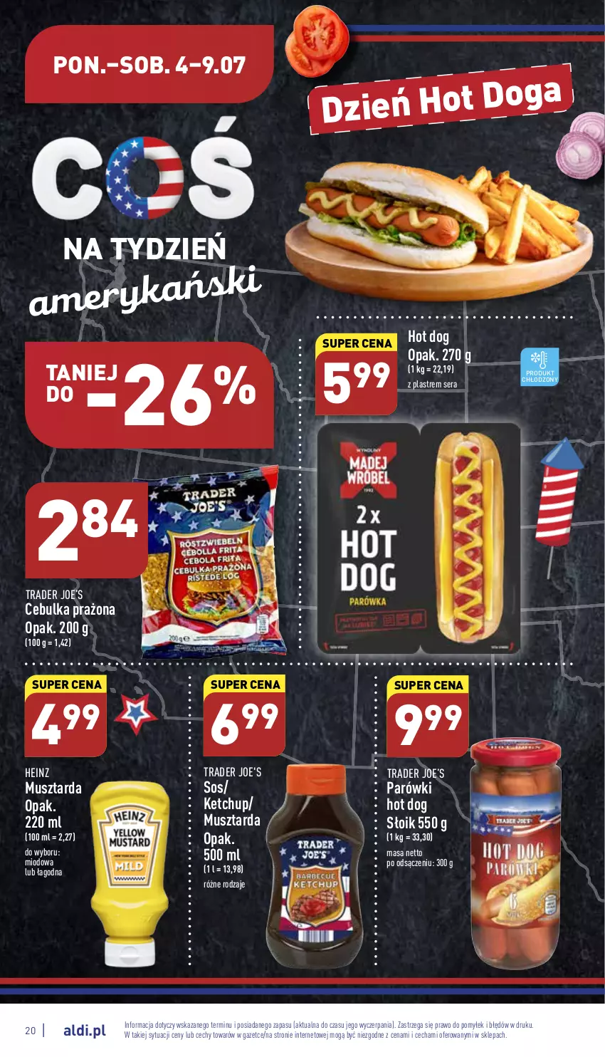 Gazetka promocyjna Aldi - Katalog spożywczy - ważna 04.07 do 09.07.2022 - strona 20 - produkty: Heinz, Hot dog, Ketchup, Mus, Musztarda, Parówki, Parówki hot dog, Ser, Sos