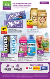 Gazetka promocyjna Stokrotka - Stokrotka Express - Gazetka - ważna od 28.02 do 28.02.2024 - strona 1 - produkty: Napój energetyczny, Kawa mielona, Kawa, Tiger, Czekolada, Oshee, Lavazza, Napój, Krakersy, Milka, Magnez