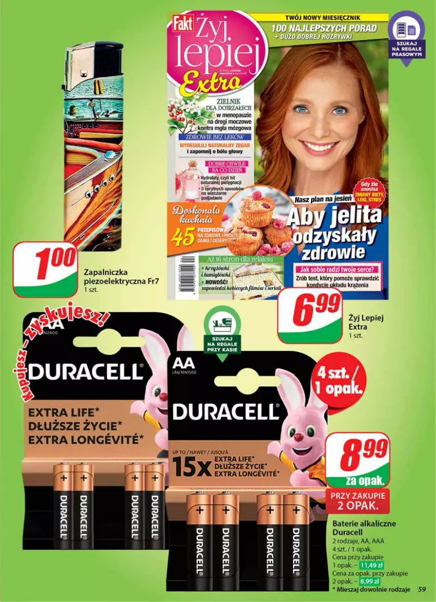 Gazetka promocyjna Dino - Gazetka 41 / 2024 - ważna 09.10 do 15.10.2024 - strona 59 - produkty: Baterie alkaliczne, Duracell, Por, Ser, Zapalniczka