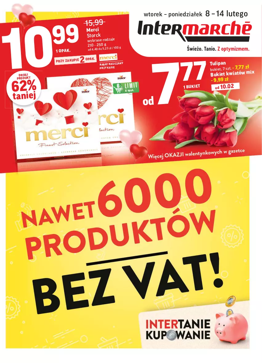 Gazetka promocyjna Intermarche - Gazetka promocyjna - ważna 08.02 do 14.02.2022 - strona 1 - produkty: Bukiet, Merci, Tulipan