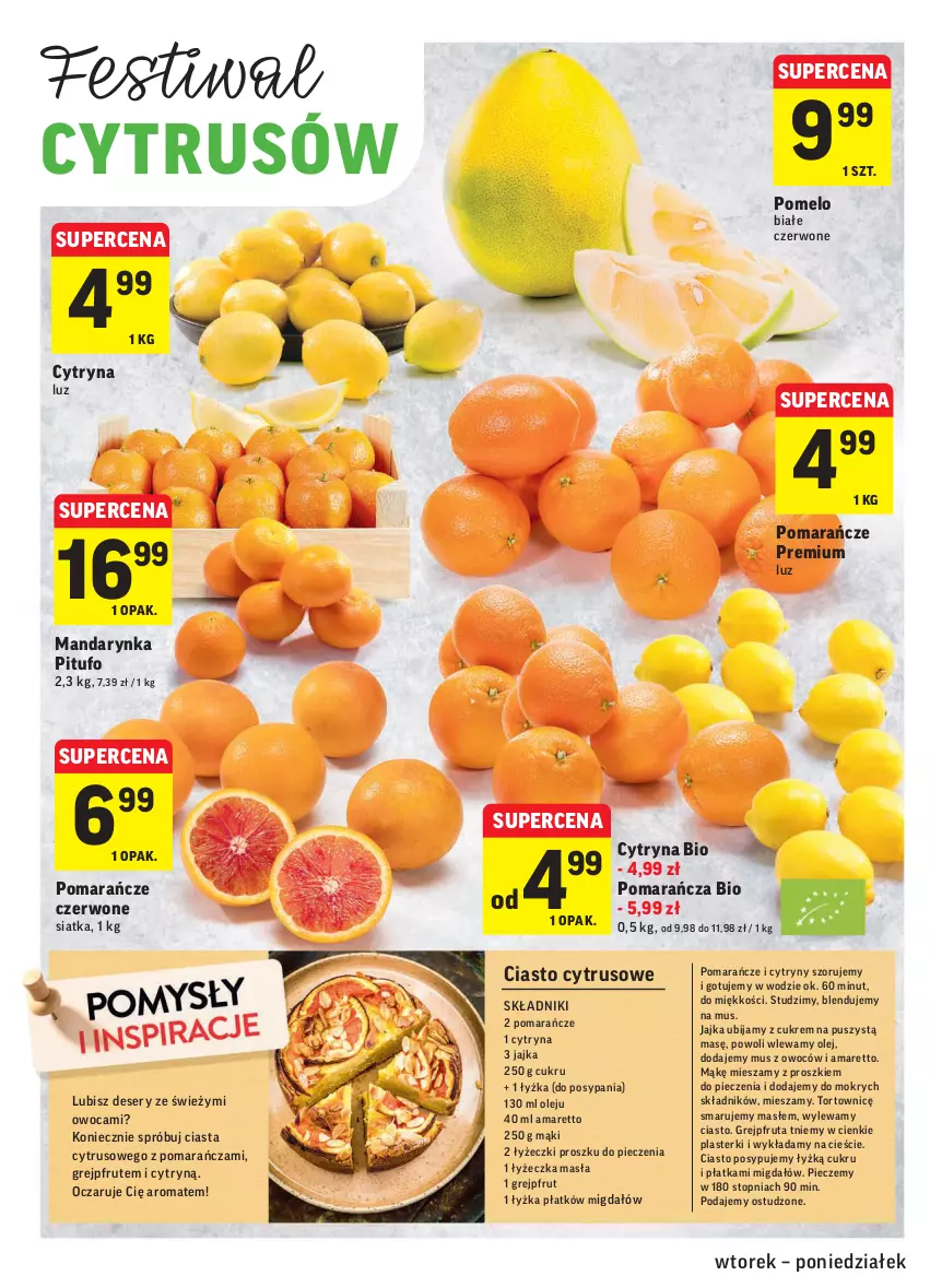 Gazetka promocyjna Intermarche - Gazetka promocyjna - ważna 08.02 do 14.02.2022 - strona 12 - produkty: Cytryny, Deser, Grejpfrut, Mus, Olej, Piec, Plasterki, Pomarańcze, Pomelo, Ser, Siatka, Top