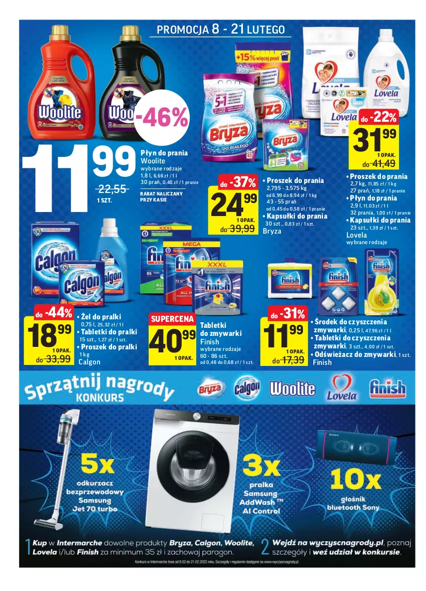 Gazetka promocyjna Intermarche - Gazetka promocyjna - ważna 08.02 do 14.02.2022 - strona 34 - produkty: Bryza, Calgon, Finish, Kapsułki do prania, LG, Lovela, Odświeżacz do zmywarki, Płyn do prania, Pralki, Proszek do prania, Tablet, Tabletki do zmywarki, Woolite, Zmywarki