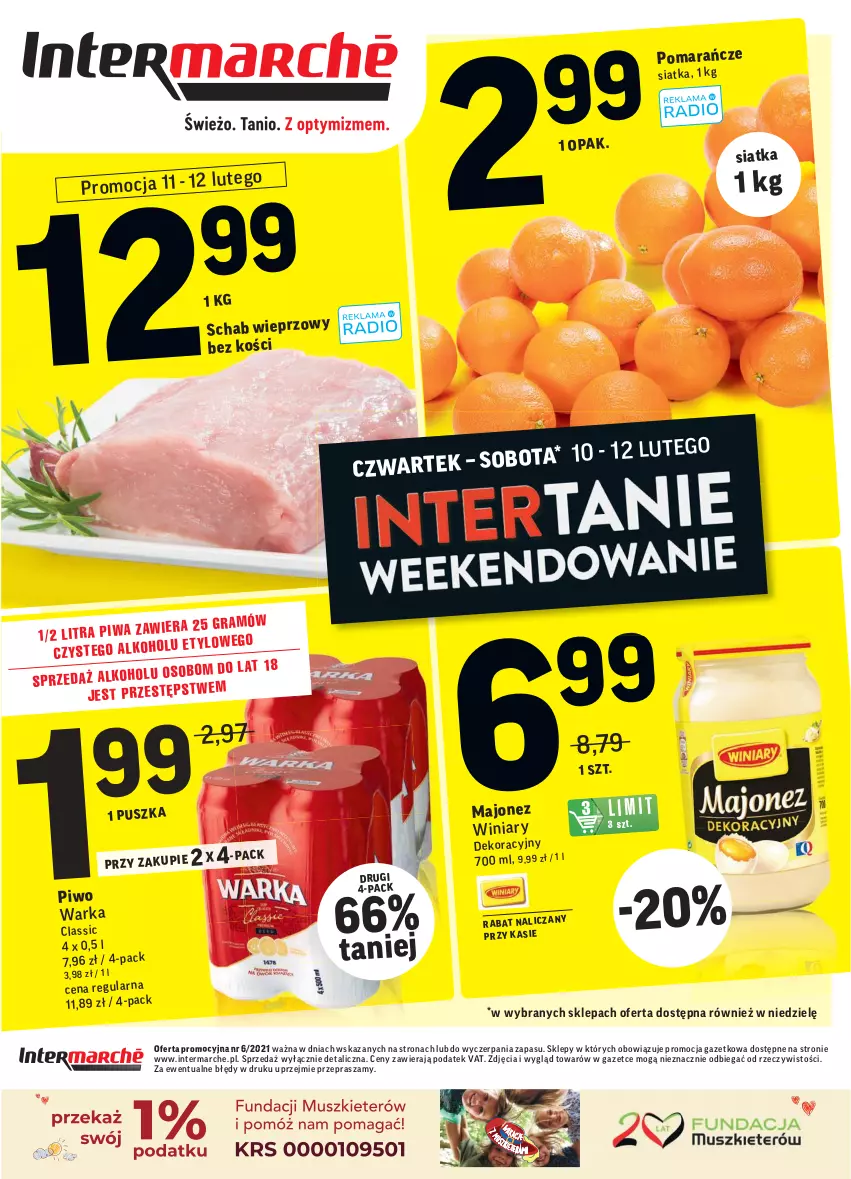 Gazetka promocyjna Intermarche - Gazetka promocyjna - ważna 08.02 do 14.02.2022 - strona 40 - produkty: Majonez, Piwo, Pomarańcze, Siatka, Warka, Winiary