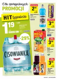 Gazetka promocyjna Intermarche - Gazetka promocyjna - Gazetka - ważna od 14.02 do 14.02.2022 - strona 32 - produkty: Sok, Tiger, Napój izotoniczny, Oshee, Woda mineralna, Napój niegazowany, Woda, Napój, Cisowianka