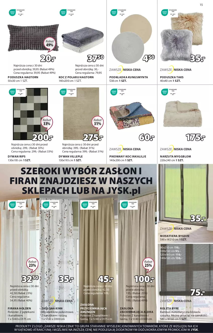 Gazetka promocyjna Jysk - Oferta tygodnia - ważna 22.05 do 09.06.2024 - strona 16 - produkty: Dywan, Firana, Inka, Koc, Narzuta, Podkład, Podkładka, Poduszka, Roleta, Zasłona