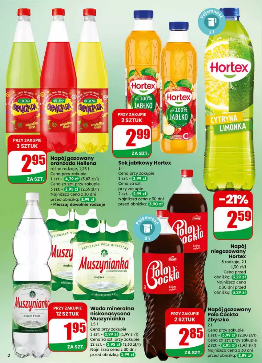 Gazetka promocyjna Dino - Gazetka 07 / 2026 - ważna 11.02 do 17.02.2026 - strona 2 - produkty: Hellena, Hortex, Magnez, Napój, Napój gazowany, Napój niegazowany, Oranżada, Sok, Sok jabłkowy, Woda, Woda mineralna