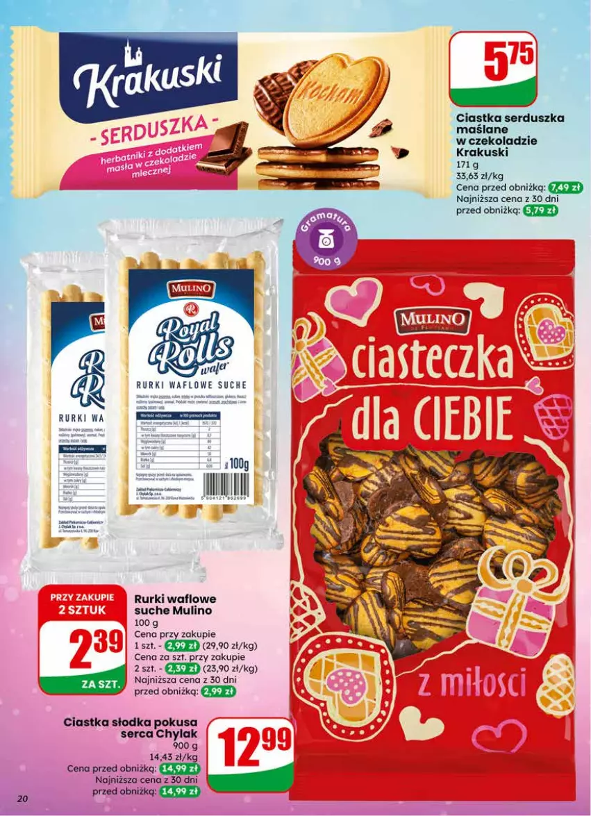 Gazetka promocyjna Dino - Gazetka 07 / 2026 - ważna 11.02 do 17.02.2026 - strona 20 - produkty: Ciastka, Krakus, Krakuski, Rurki, Ser