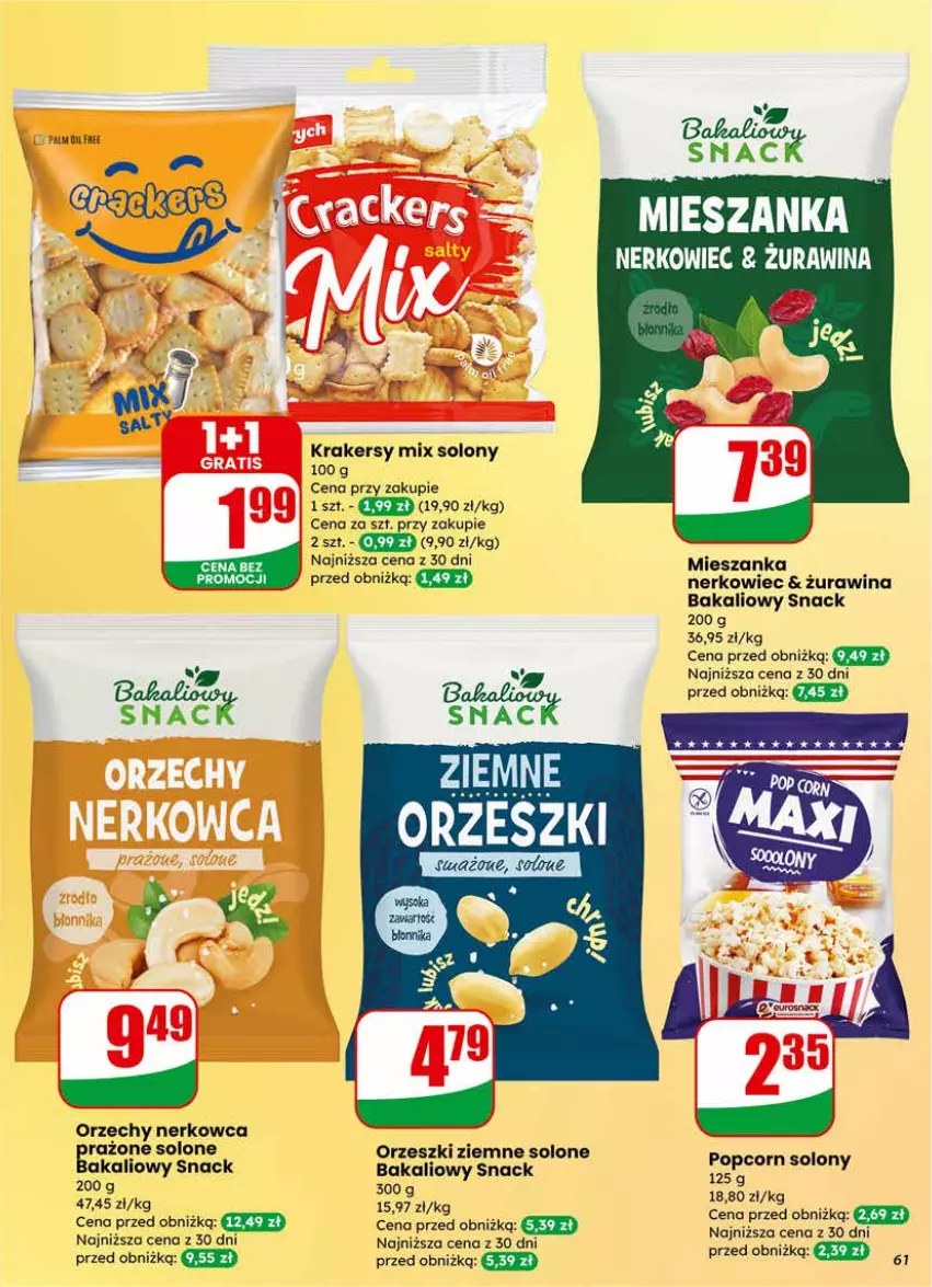 Gazetka promocyjna Dino - Gazetka 07 / 2026 - ważna 11.02 do 17.02.2026 - strona 61 - produkty: Fa, Krakersy, Mieszanka nerkowiec, Orzeszki, Orzeszki ziemne, Popcorn