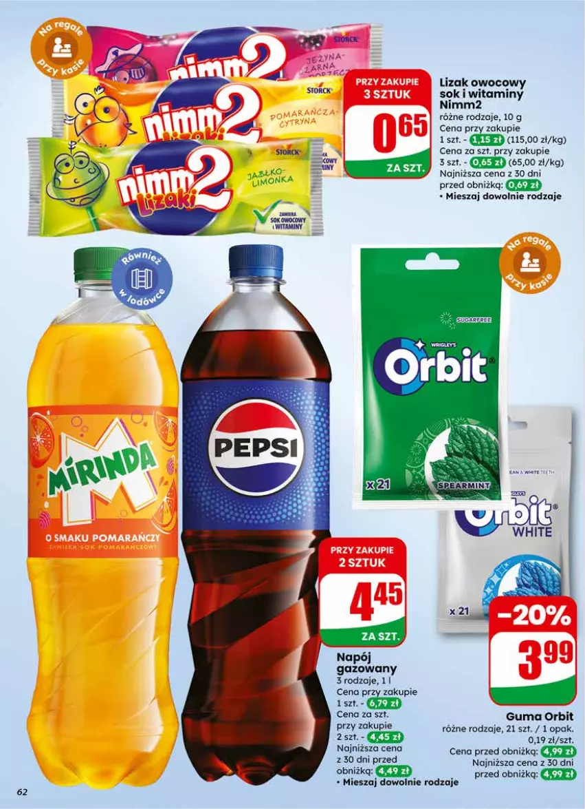 Gazetka promocyjna Dino - Gazetka 07 / 2026 - ważna 11.02 do 17.02.2026 - strona 62 - produkty: Napój, Napój gazowany, Nimm2, Orbit, Sok