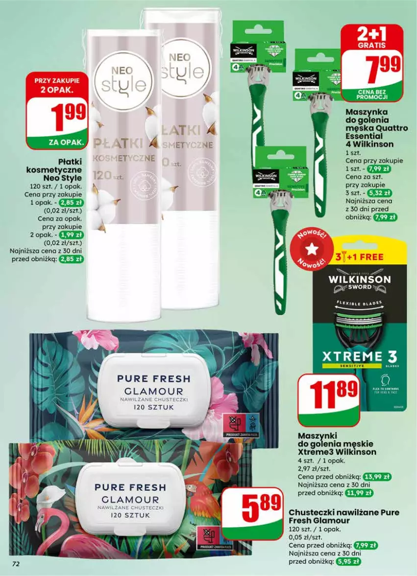 Gazetka promocyjna Dino - Gazetka 07 / 2026 - ważna 11.02 do 17.02.2026 - strona 72 - produkty: Chusteczki, Maszynka, Maszynka do golenia, Płatki kosmetyczne, Pur, Szynka