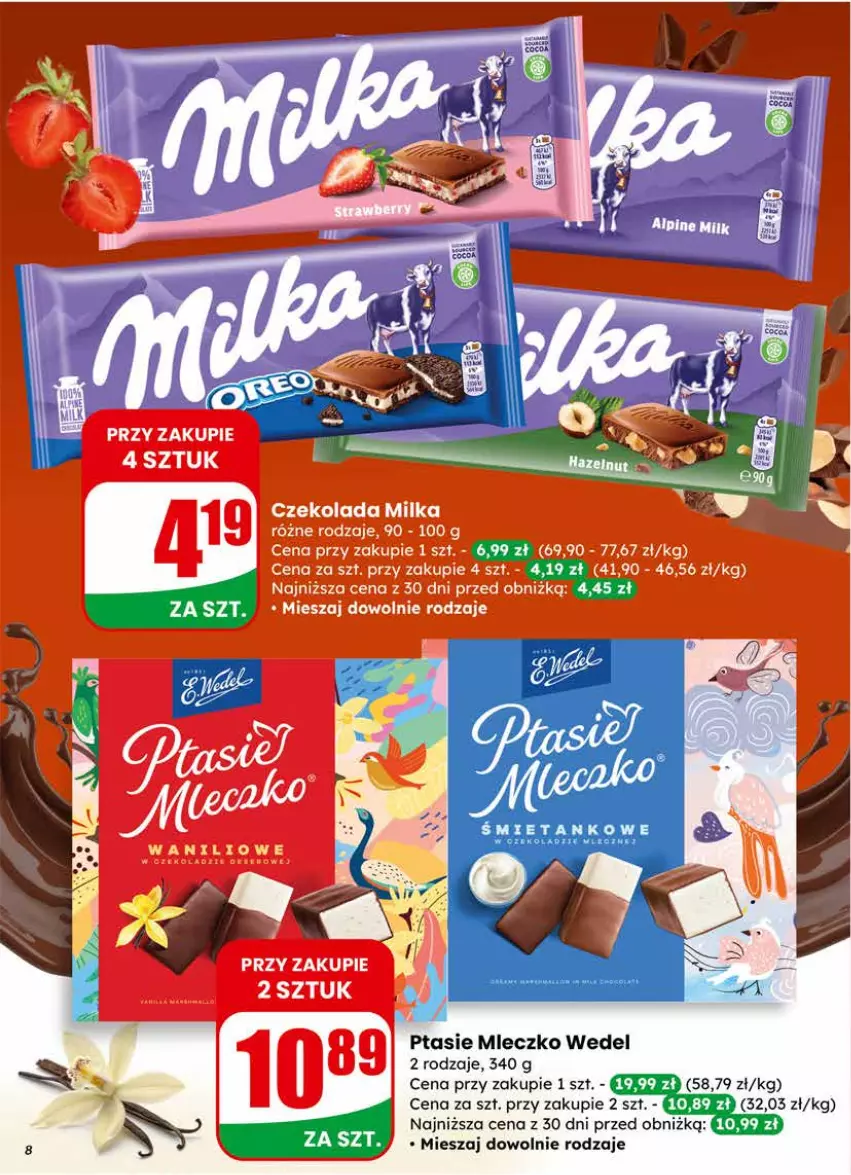 Gazetka promocyjna Dino - Gazetka 07 / 2026 - ważna 11.02 do 17.02.2026 - strona 8 - produkty: Czekolada, Fa, Milka, Mleczko, Ptasie mleczko