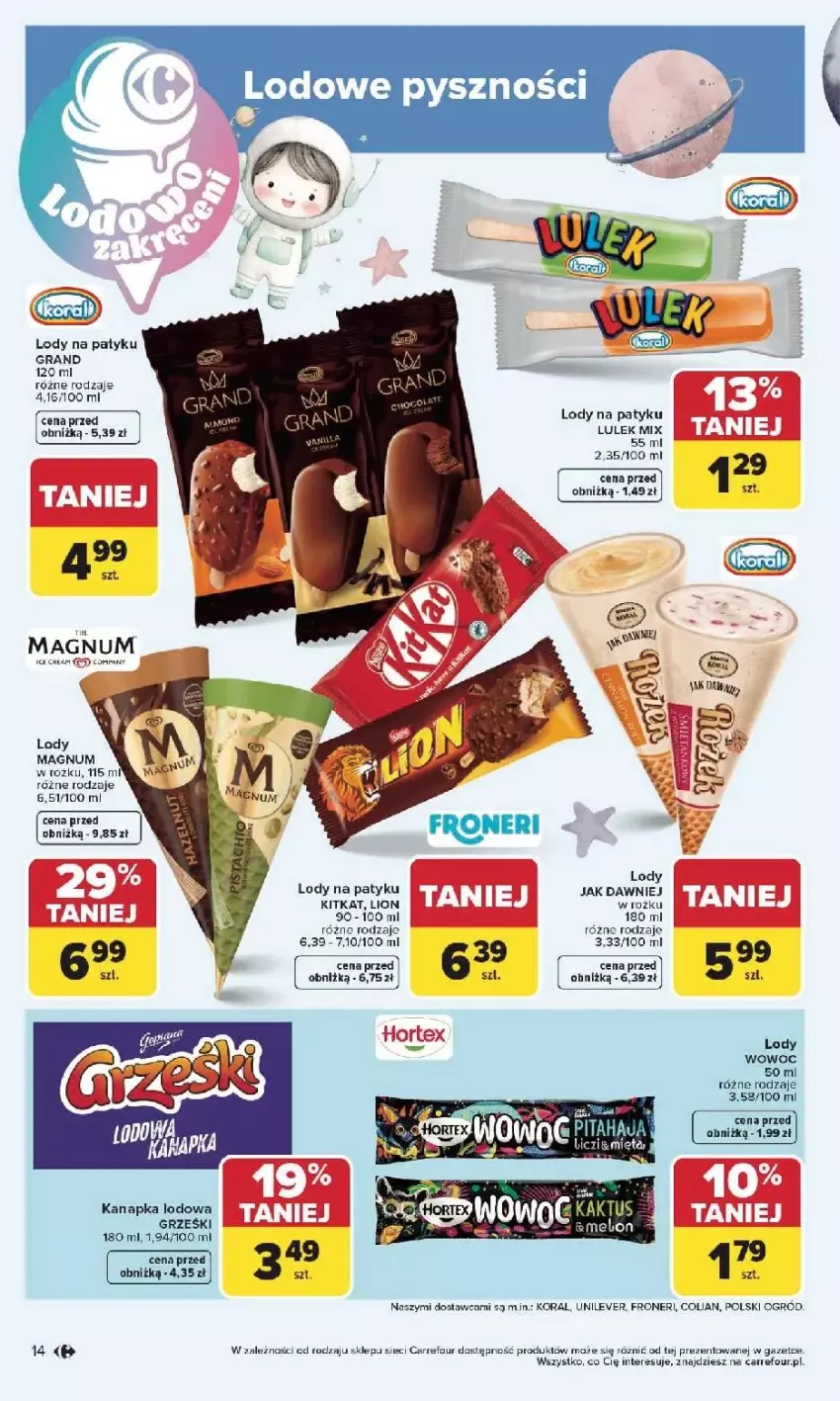 Gazetka promocyjna Carrefour - Gazetka Carrefour, Market od poniedziałku! - ważna 25.05 do 30.05.2026 - strona 16 - produkty: Fa, Gra, Grześki, Lion, Lody, Melon, Ogród