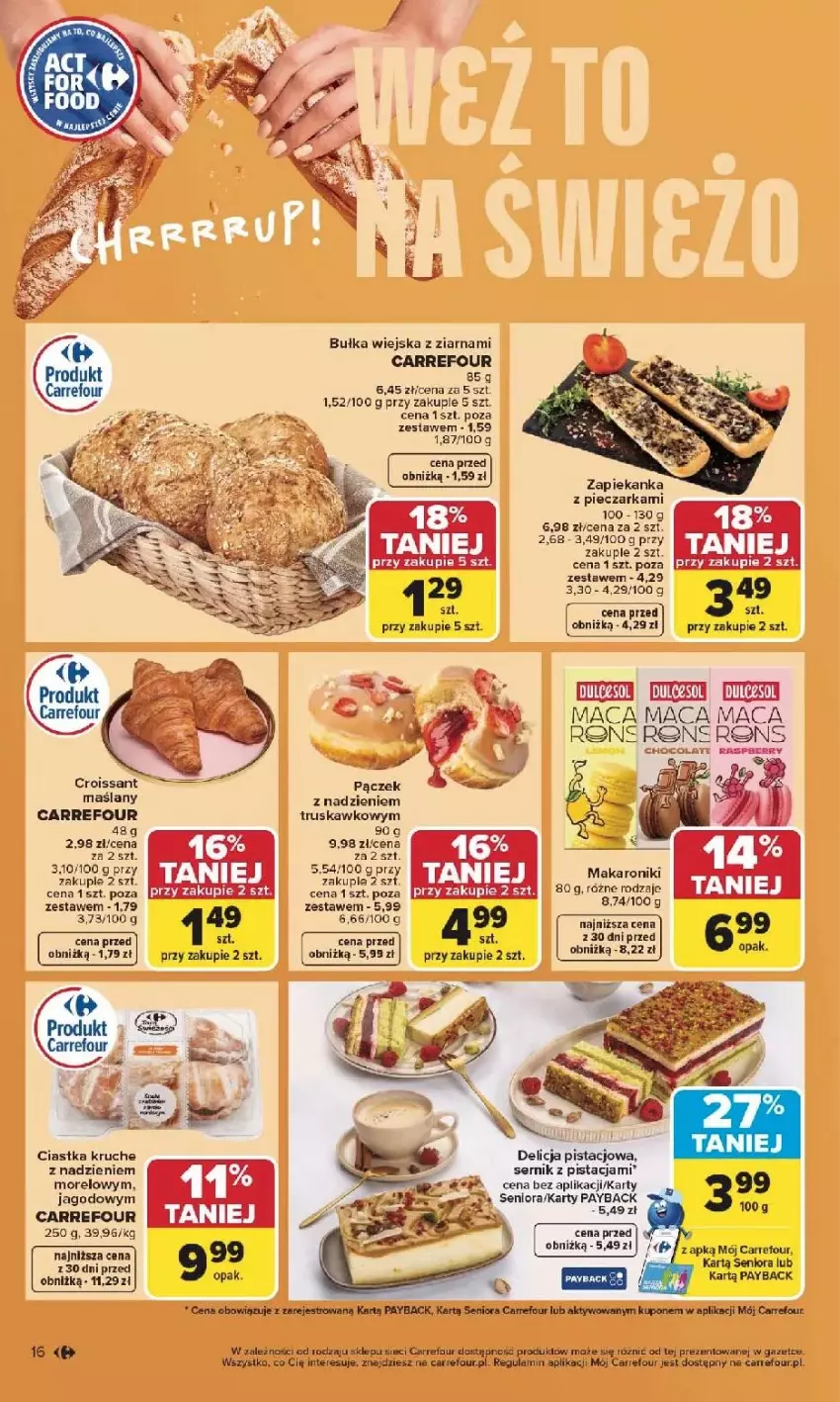 Gazetka promocyjna Carrefour - Gazetka Carrefour, Market od poniedziałku! - ważna 25.05 do 30.05.2026 - strona 18 - produkty: Bułka, Ciastka, Croissant, LG, Makaron, Pączek, Piec, Pieczarka, Ser, Zapiekanka