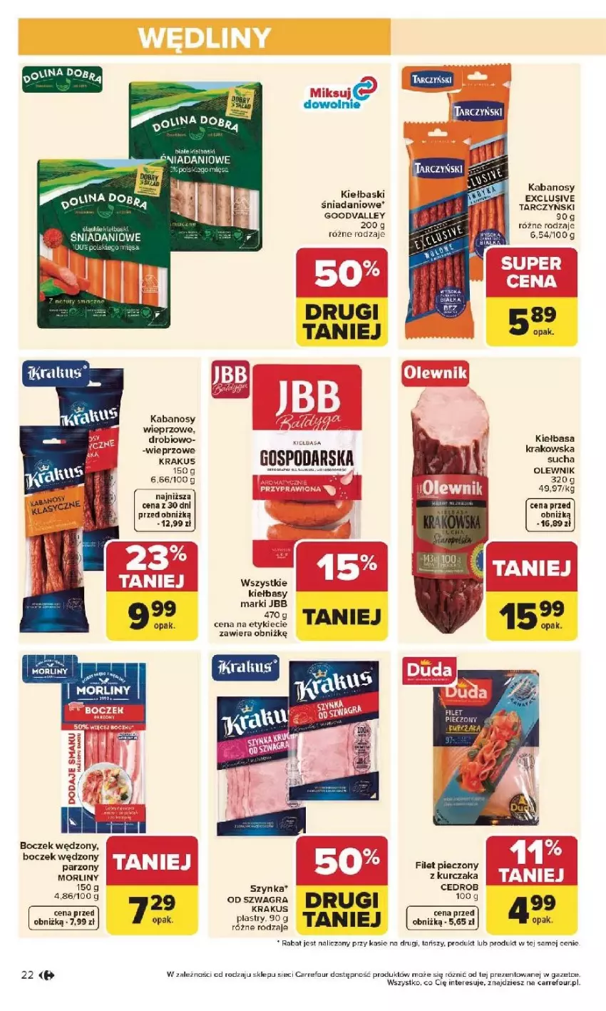 Gazetka promocyjna Carrefour - Gazetka Carrefour, Market od poniedziałku! - ważna 25.05 do 30.05.2026 - strona 24 - produkty: Boczek, Danio, Fa, Gra, Kabanos, Krakus, Kurczak, Morliny, Olewnik, Piec, Szynka