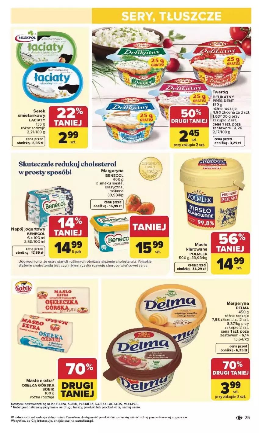 Gazetka promocyjna Carrefour - Gazetka Carrefour, Market od poniedziałku! - ważna 25.05 do 30.05.2026 - strona 27 - produkty: Benecol, Delma, Flora, Jogurt, Margaryna, Masło, Napój, Napój jogurtowy, POLMLEK, Ser, Serek, Sok