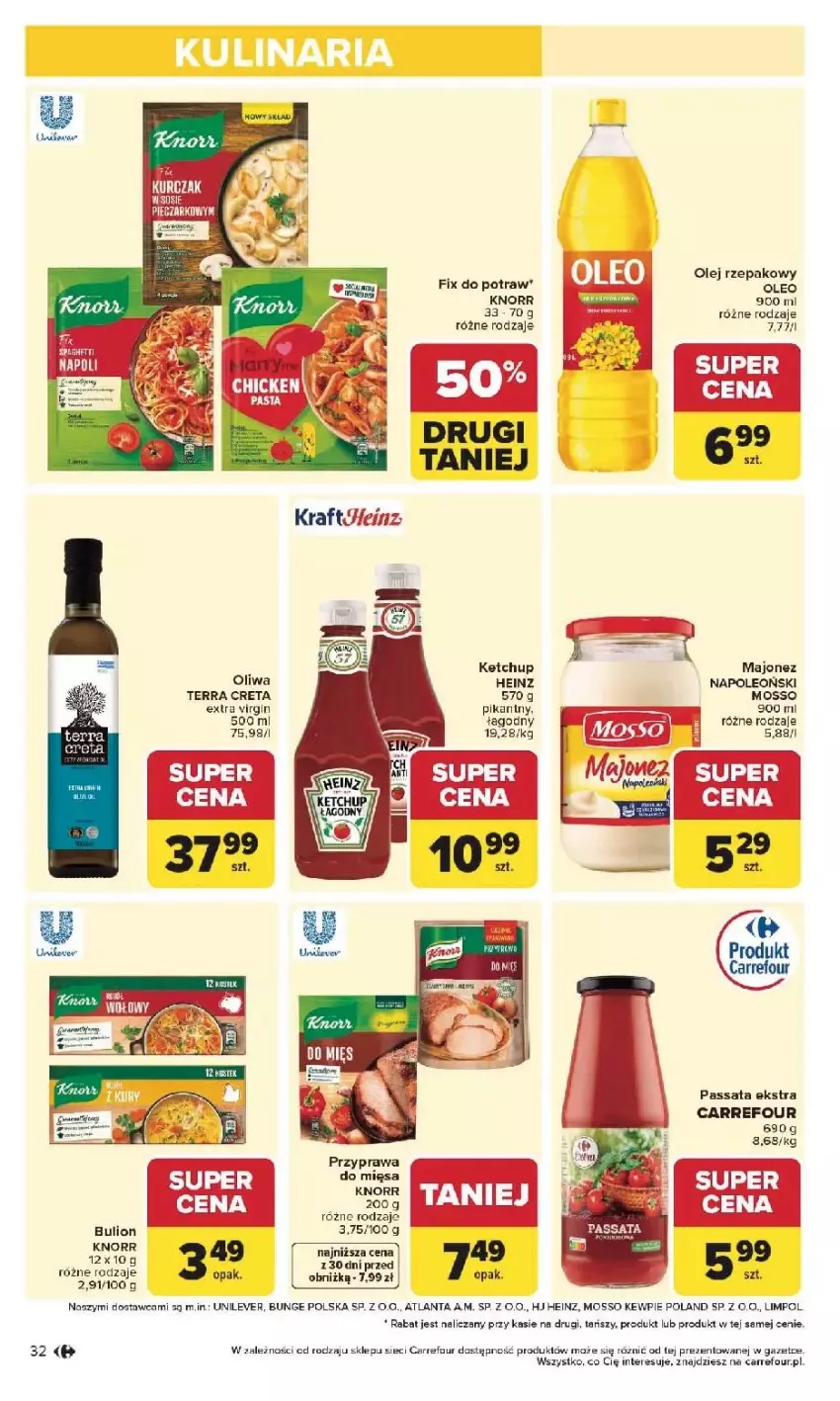 Gazetka promocyjna Carrefour - Gazetka Carrefour, Market od poniedziałku! - ważna 25.05 do 30.05.2026 - strona 34 - produkty: Bulion, Fa, Gin, Heinz, Ketchup, Knorr, LG, Lion, Majonez, Olej, Oleo, Oliwa, Por