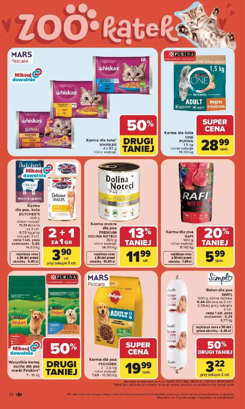 Gazetka promocyjna Carrefour - Gazetka Carrefour, Market od poniedziałku! - ważna 25.05 do 30.05.2026 - strona 40 - produkty: Baton, Baton dla psa, EPEE, Fa, Friskies, Mars, Pedigree, Pur, Purina, Whiskas