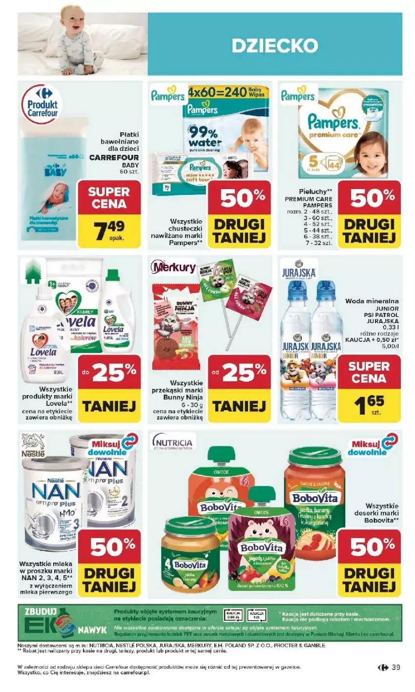 Gazetka promocyjna Carrefour - Gazetka Carrefour, Market od poniedziałku! - ważna 25.05 do 30.05.2026 - strona 41 - produkty: BoboVita, Chusteczki, Deser, Dzieci, Jagody, Pampers, Pieluchy, Ser, Woda, Woda mineralna