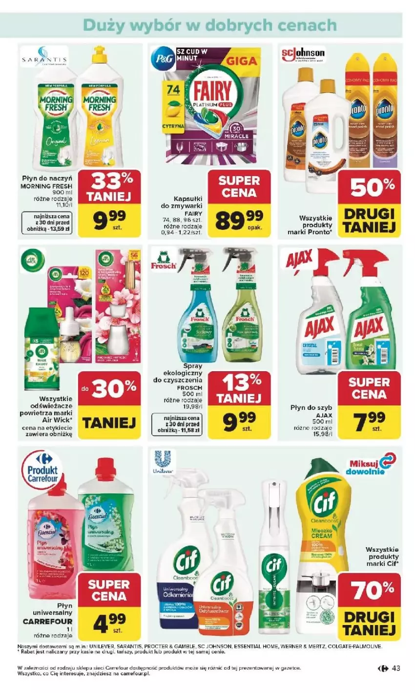 Gazetka promocyjna Carrefour - Gazetka Carrefour, Market od poniedziałku! - ważna 25.05 do 30.05.2026 - strona 45 - produkty: Air Wick, Cif, Colgate, Fa, Fairy, Frosch, Karmi, LG, Miecz, Płyn do szyb, Pronto, Zmywarki