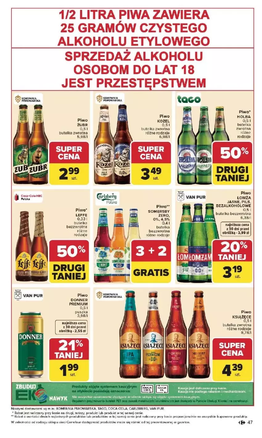 Gazetka promocyjna Carrefour - Gazetka Carrefour, Market od poniedziałku! - ważna 25.05 do 30.05.2026 - strona 49 - produkty: Carlsberg, Coca-Cola, Fa, Kozel, Książęce, Piwa, Piwo, Por, Pur, Somersby