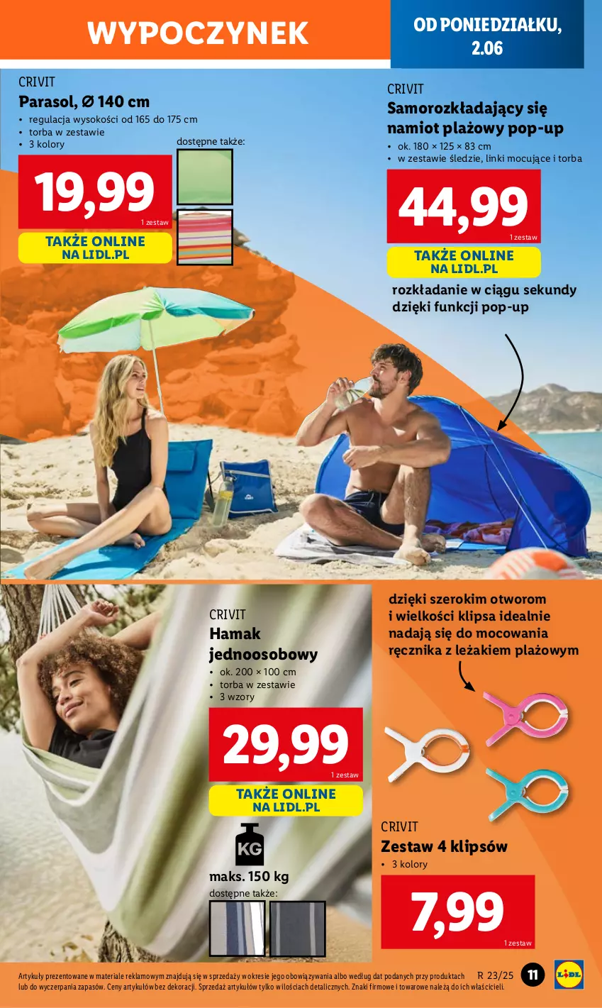 Gazetka promocyjna Lidl - GAZETKA - ważna 02.06 do 07.06.2025 - strona 13 - produkty: Hama, Namiot, Parasol, Ręcznik, Sok, Torba