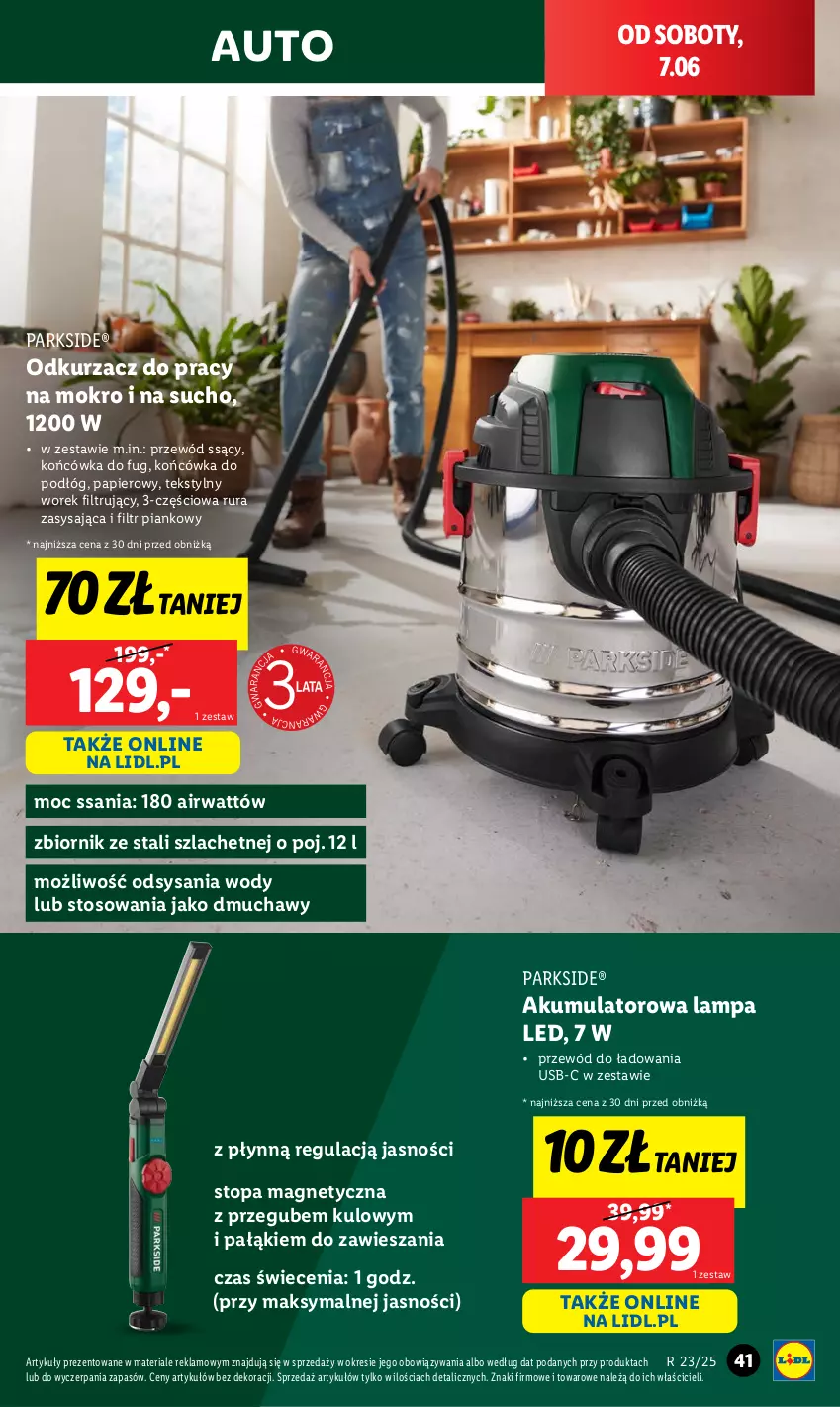 Gazetka promocyjna Lidl - GAZETKA - ważna 02.06 do 07.06.2025 - strona 49 - produkty: Akumulator, Lampa, Lampa LED, Odkurzacz, Papier, Parkside, Przewód, Rura, Top